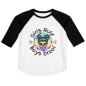 Cute Tee for Girls, Girls Rule, Boys Drool, Skull Girls, Girls